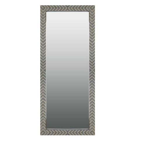 Nalaya zebra fishbone full length wall mirror with brown and grey MDF frame, 183cm