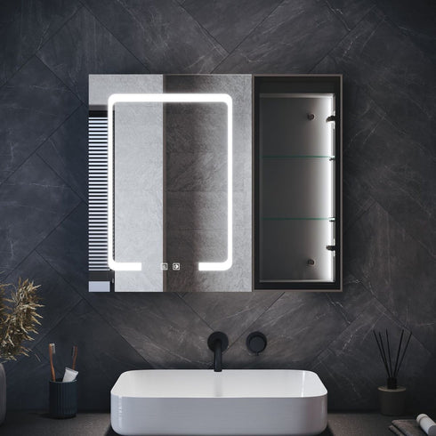 Arisanta Anti-fog LED Bathroom Cabinet With Glass Shelves
