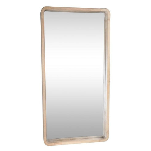 Eamon Rectangular Rubberwood Wall Mirror - Wood Frame Modern Mirror