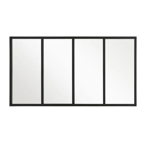 Thredbo Black 4 Panel Window Frame Wall Mirror - Large Industrial Grid Mirror