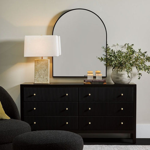 Alvina Arched Black Wall Mirror