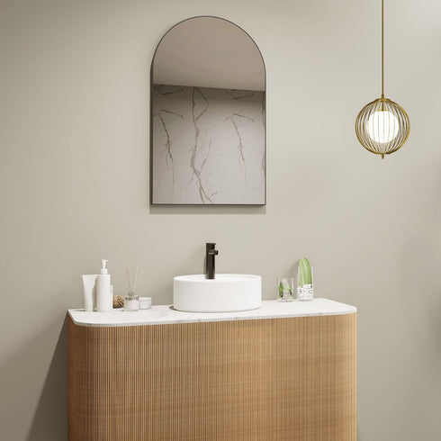 Allan Aluminium Framed Arched Bathroom Mirror Matte Black