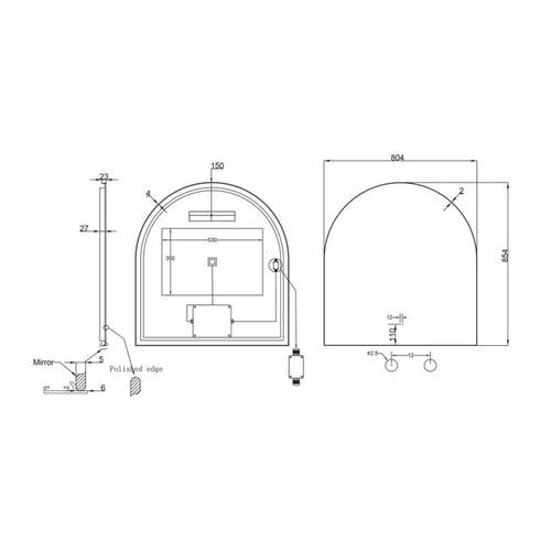 Allan Arched Matte Black Framed LED Bathroom Mirror with Wave Motion Sensor