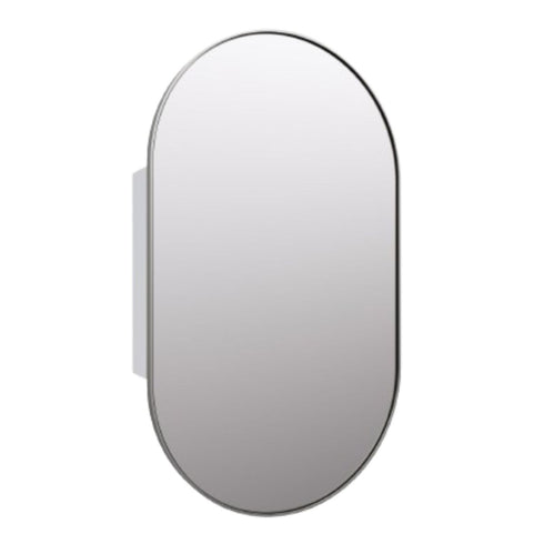 Noelle Brushed Nickel Pill Mirror Cabinet