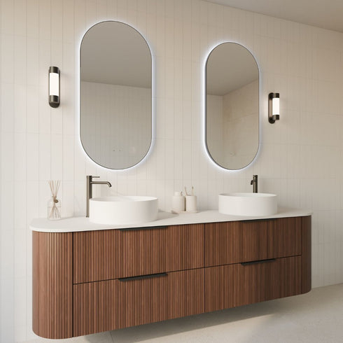 Cameryn Oval Matte Black Framed Anti-fog LED Bathroom Mirror with Wave Motion Sensor