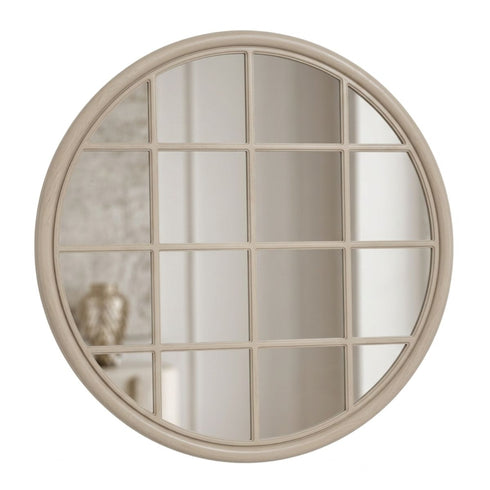 Clairissa Light Natural Round Wall Mirror - Natural Timber Grid Design