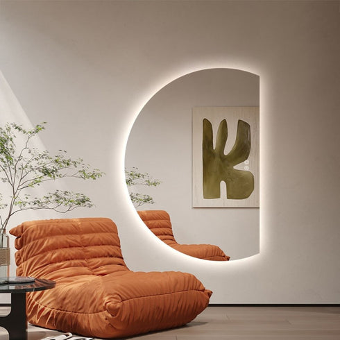Kirribilli Frameless Right Cut Moon Anti Fog Backlit LED Wall Mirror