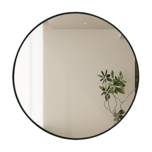 Elun Black Round Wall Mirror