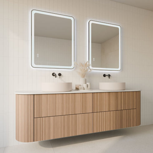 Taylor Anti-Fog Frontlit & Backlit LED Bathroom Mirror - Matte Black Frame with Optional Bluetooth Speaker