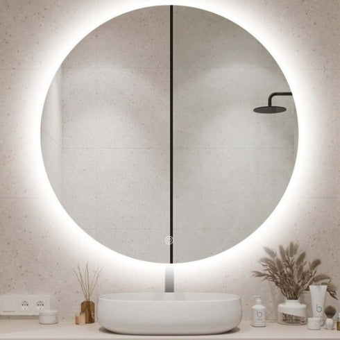 Monique Frameless Anti-Fog Backlit Round Bathroom Mirror with LED
