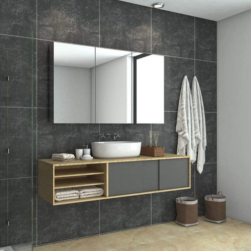 Coralie Stainless Steel Wall Mounted Bathroom Mirror Cabinet