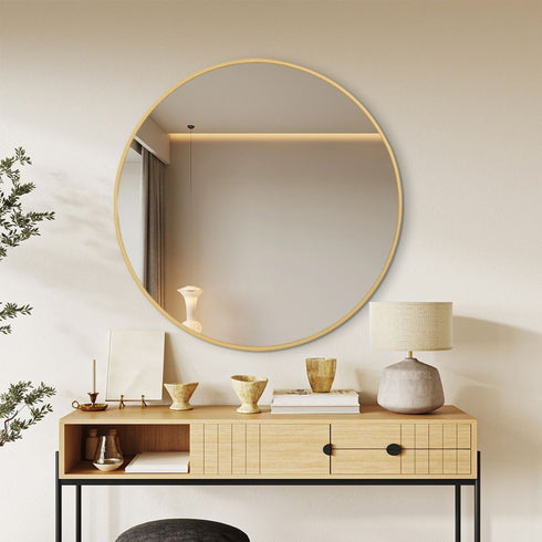 Kiora Rose Gold Round Wall Mirror