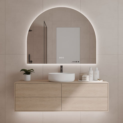 Aurelio Antifog Arch Shaped 3 Colour Backlit LED Bathroom Mirror With Optional Bluetooth