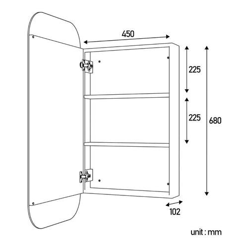 Eclat Black Bathroom Wall Mirror Rectangle Shaving Cabinet