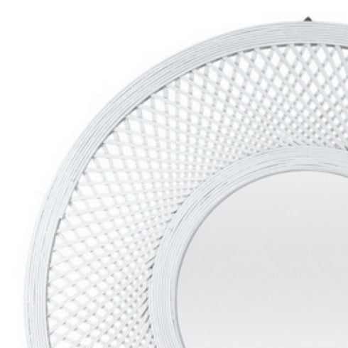 Yallingup Eclipse Cross Weave White Woven Frame Round Wall Mirror