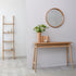 Gable Rubberwood Round Wall Mirror - Natural Wood Frame Decorative Mirror
