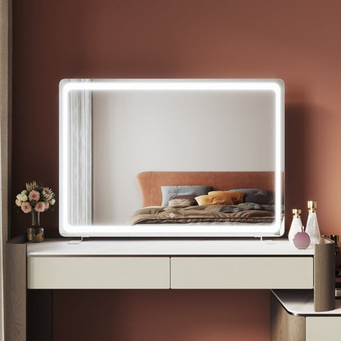 Rectangular LED makeup mirror with built-in light strip