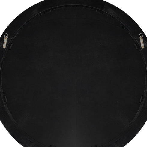 back of Penny Matte Black Round Wall Mirror