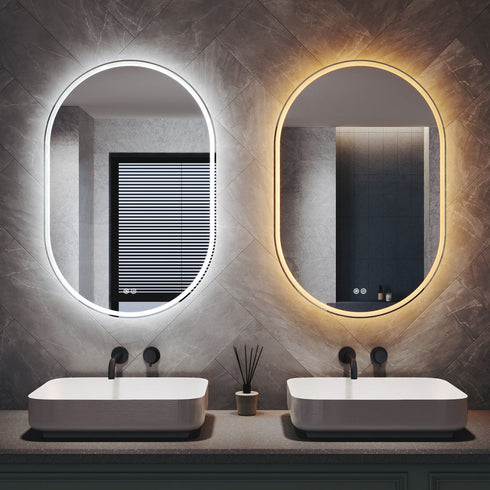 Anam Oval LED Bathroom Mirror with Anti-Fog & Shaver Outlet