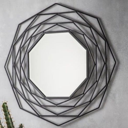 Mirrawin Metal Black Wall Mirror