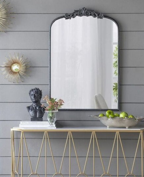 Black ornate 61x91.4cm statement mirror