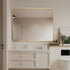 Tayla Rounded Edge Gold Wall Mirror styled above a modern bathroom vanity