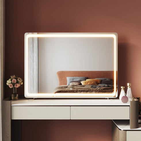 Wall-mounted LED mirror with 3 lighting modes