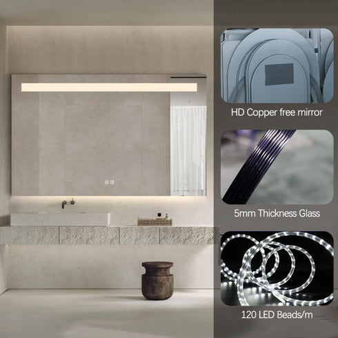Miller Frameless Frosted Top Strip Frontlit LED Bathroom Mirror