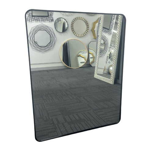 Tayla Rounded Edge Black Wall Mirror with curved corners