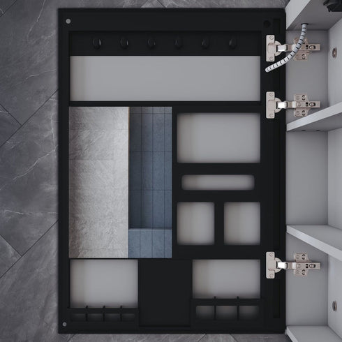 Dane Moroccan Gray Mirror Cabinet With Cosmetic Shelf