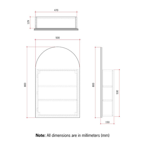 Vienna Arch White Mirror Cabinet