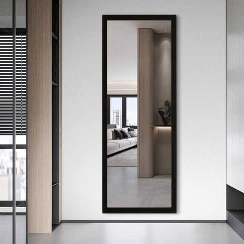 Olegas Full Length Wall Mirror - Modern Black Frame Floor Mirror