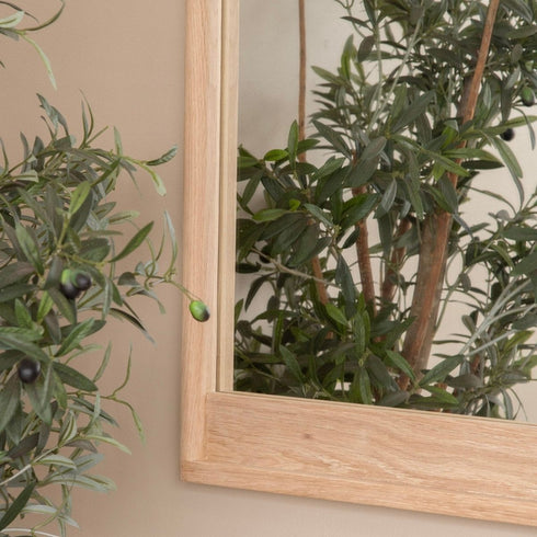 Fintan Modern Solid Oak Rectangular Wall Mirror with Rounded Edges