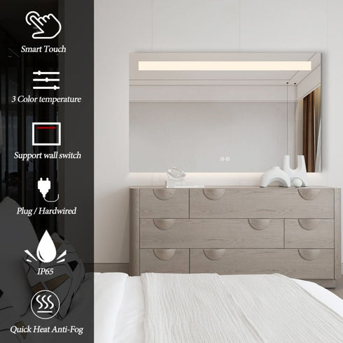 Miller Frameless Frosted Top Strip Frontlit LED Bathroom Mirror