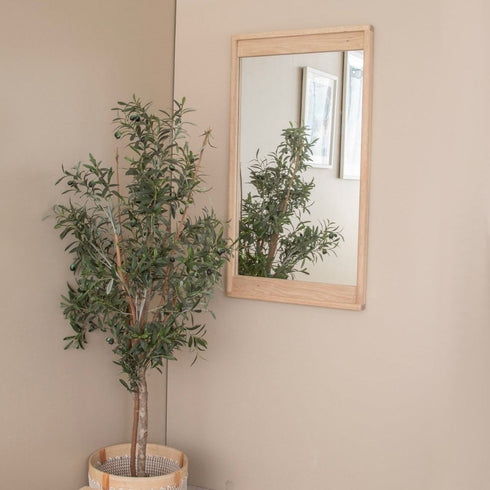 Fintan Modern Solid Oak Rectangular Wall Mirror with Rounded Edges