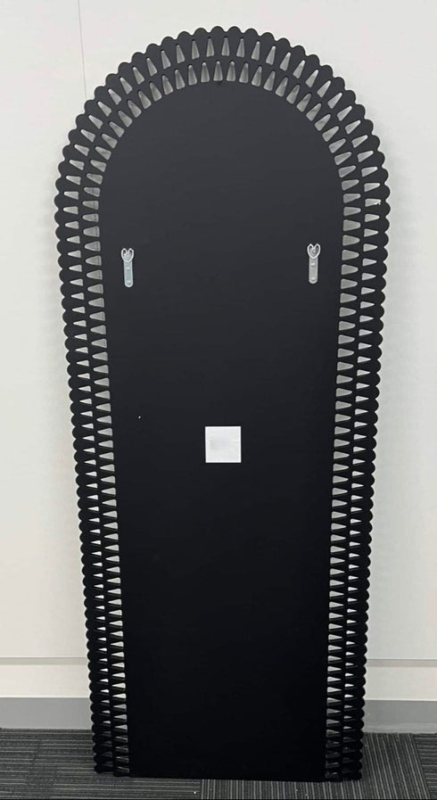 Rear panel of Diamond Water Drop Arch Mirror with mounting points