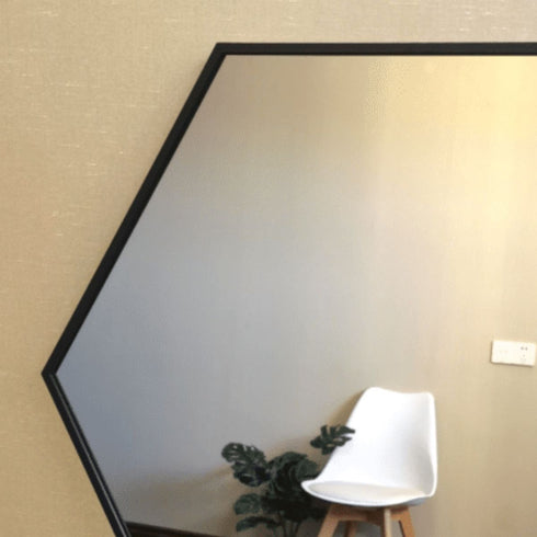 Minimalist side detail of geometric wall mirror