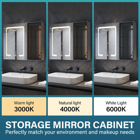 Arisanta Anti-fog LED Bathroom Cabinet With Glass Shelves