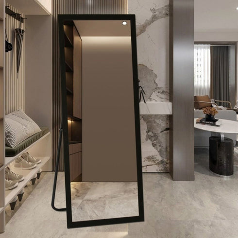 Olegas Full Length Wall Mirror - Modern Black Frame Floor Mirror