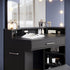 Marlo Black Corner Dressing Table with Triple Mirror & Storage - Makeup Vanity with Drawers