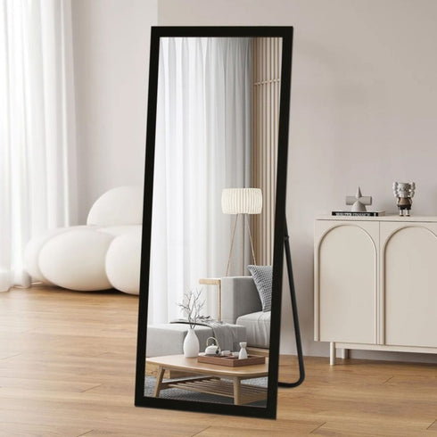 Olegas Full Length Wall Mirror - Modern Black Frame Floor Mirror