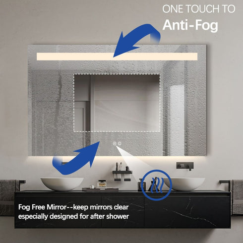 Miller Frameless Frosted Top Strip Frontlit LED Bathroom Mirror