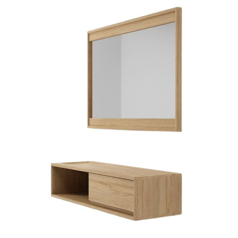 Fintan Modern Solid Oak Rectangular Wall Mirror with Rounded Edges