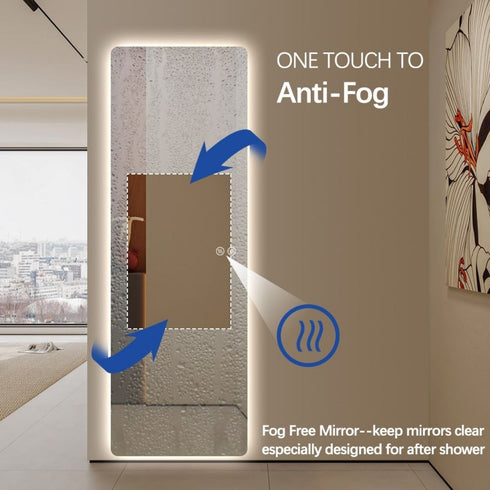 Inverloch Rectangular Edge-Lit LED Frameless Wall Mirror - Tricolour Dimmable Mirror