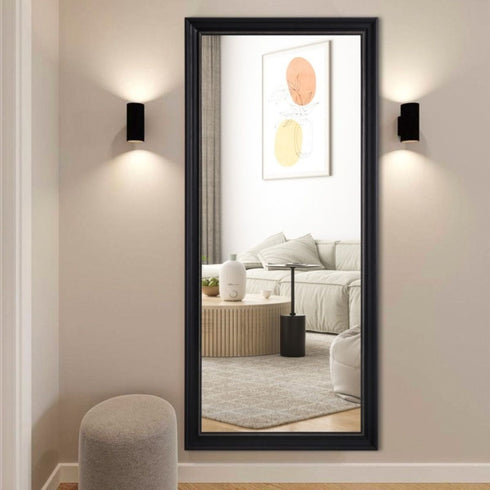 Derya Full Length Black Wall Mirror - Freestanding Dressing Mirror