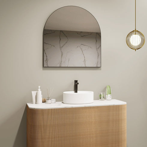 Allan Aluminium Framed Arched Bathroom Mirror Matte Black