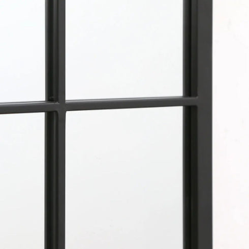 Bailey Arched Metal Grid Industrial Window Black Wall Mirror