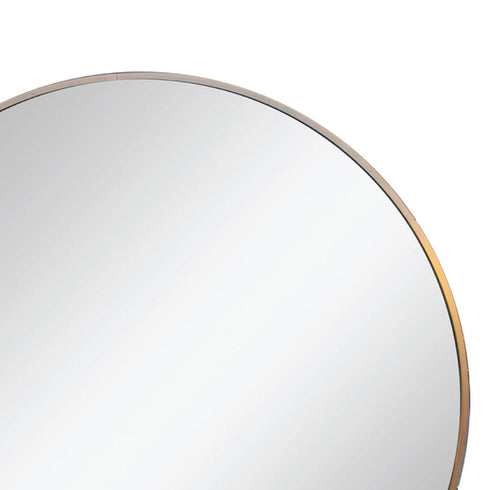 Side view of Celina gold mirror showing slim metallic frame detail