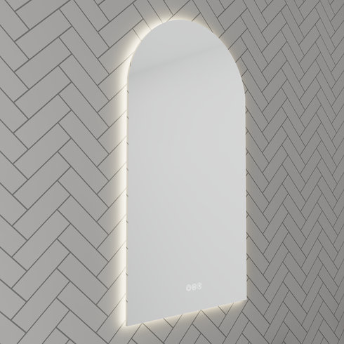 Aurelio Antifog Arch Shaped 3 Colour Backlit LED Bathroom Mirror With Optional Bluetooth