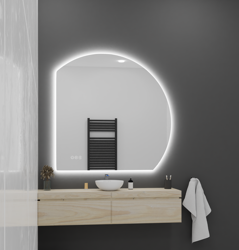 Enzo Corner Frameless 3 Colour LED Backlit Bathroom Mirror With Demister & Optional Bluetooth Speaker